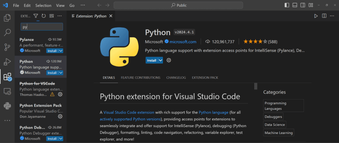 Installing extension in VSCode