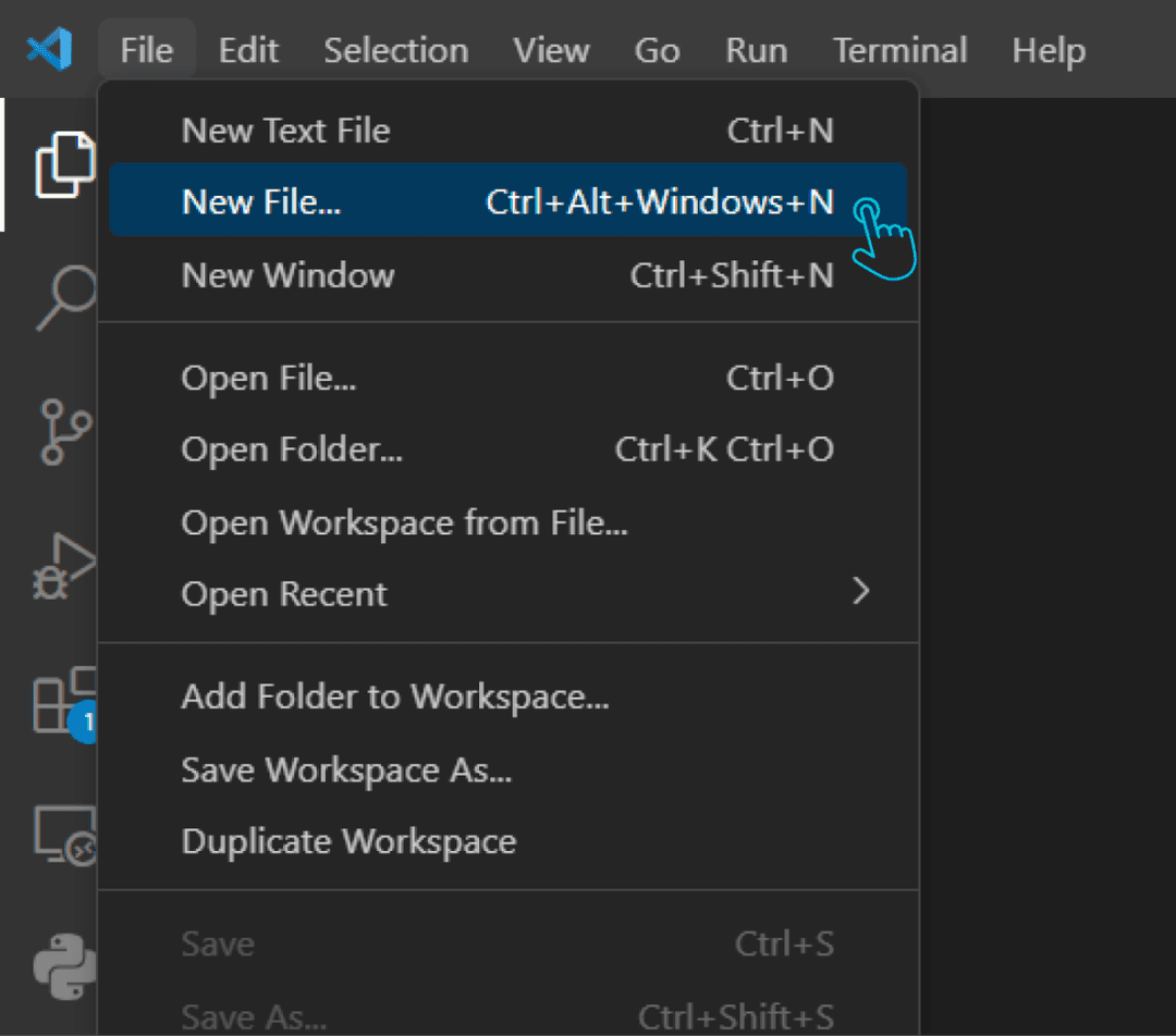 New file in VScode